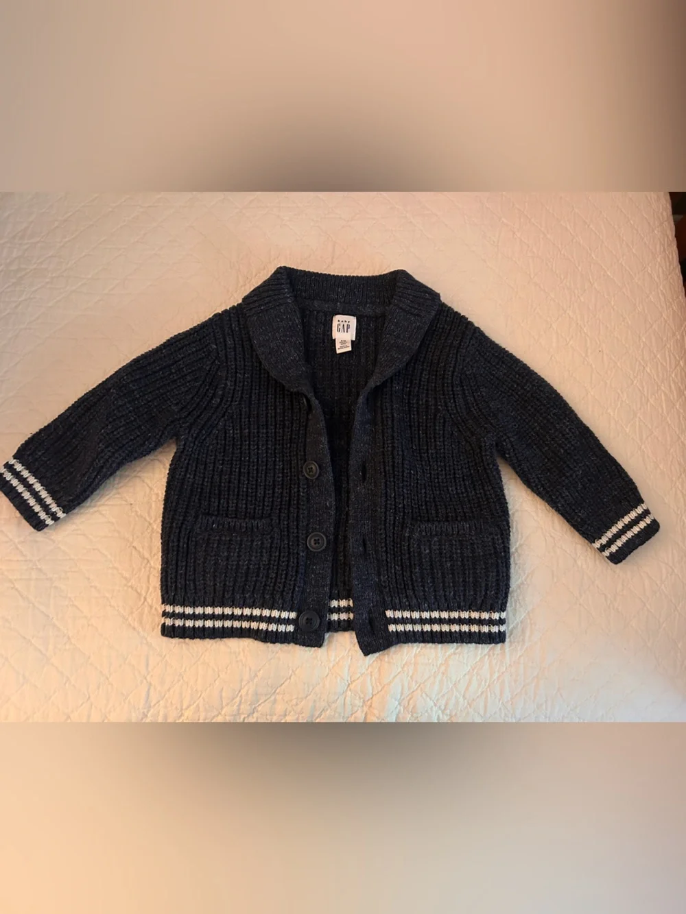 GAP Baby Dark Navy Ribbed Knit Cardigan